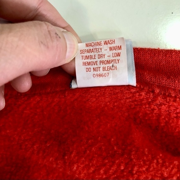 Vintage Gearing Up single stitch varsity cardigan sweatshirt red white S - Picture 8 of 9